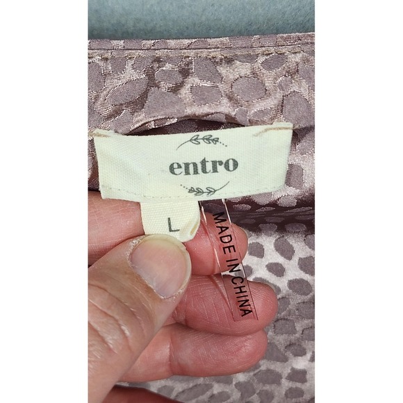 Entro Skirt Womens Large Pink Satin Animal Print A Line Midi Leopard Boho Slip - Picture 4 of 9